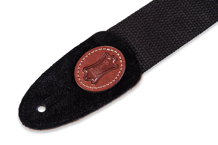 Levy MSSC8-BLK Black Cotton Guitar Strap with Suede Ends