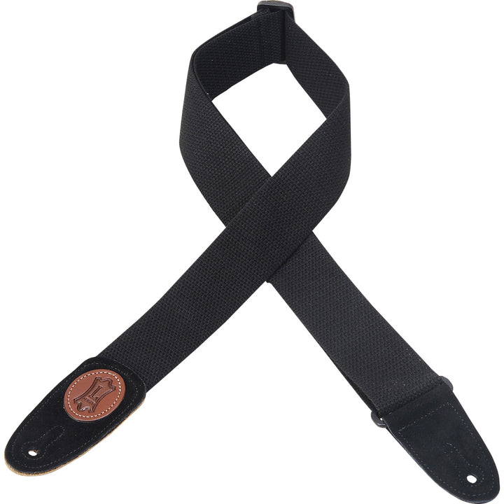 Levy MSSC8-BLK Black Cotton Guitar Strap with Suede Ends 3