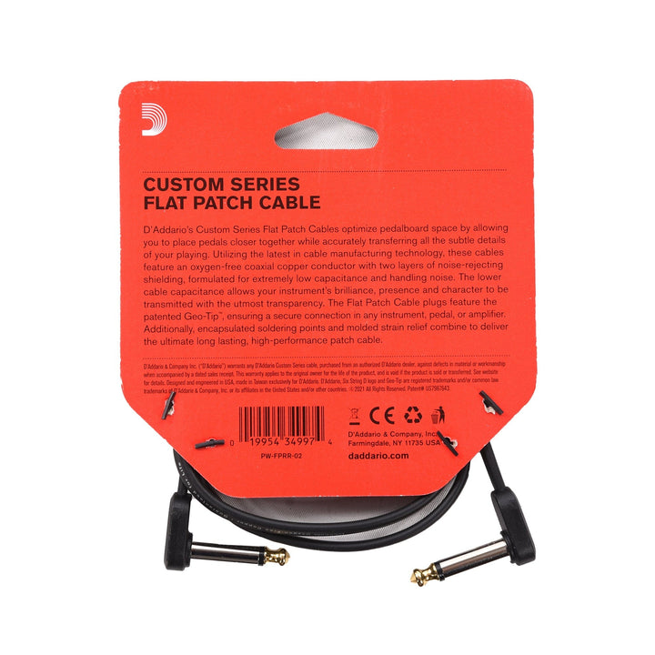 D'Addario PW-FPRR-02 Right Angle to Right Angle Flat Patch Cable - 2 Foot