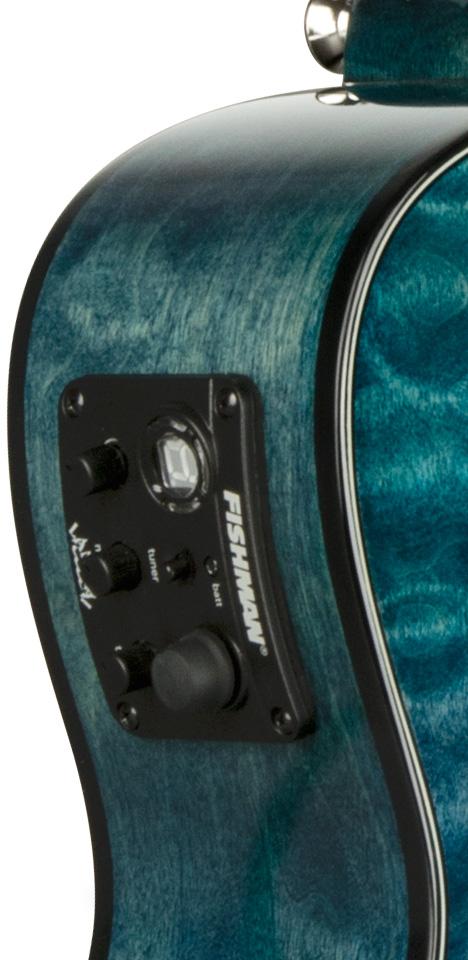 Lanikai QM-BLCEC Acoustic/Electric Concert Ukulele with Soft Case (Quilted Blue Stain)