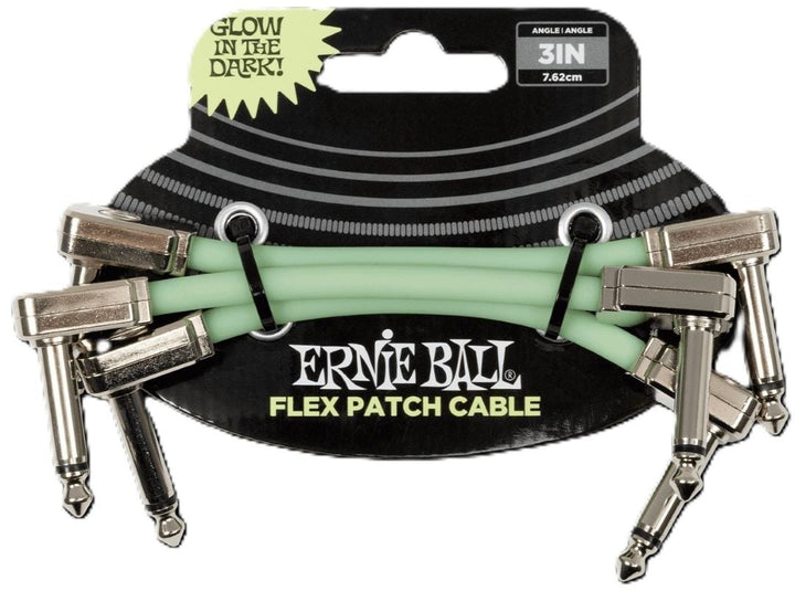 Ernie Ball 3\" Flex Patch Cable - Glow in Dark (3 Pack)