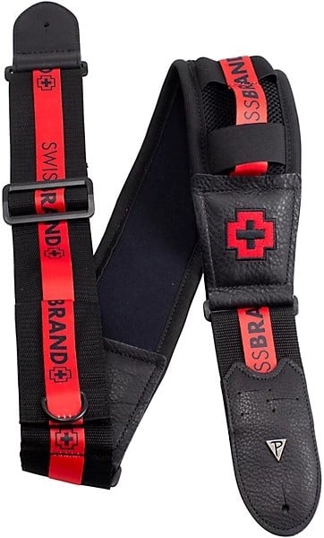 Perri's 8292 3.5" Neoprene Guitar Strap - Swiss Brand Red Cross