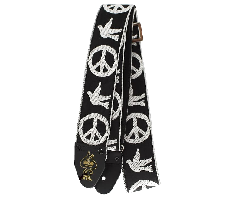 D'Andrea 2" Ace 6 Vintage Reissue Guitar Strap - Peace & Dove Black