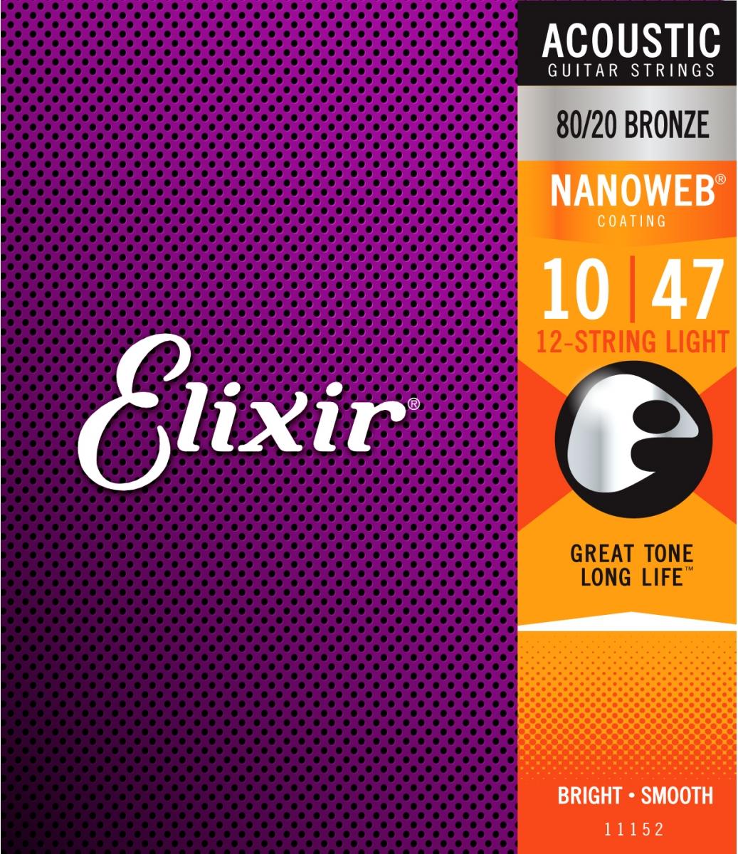 Elixir 11152 Nanoweb 10-47 12-String Acoustic Strings