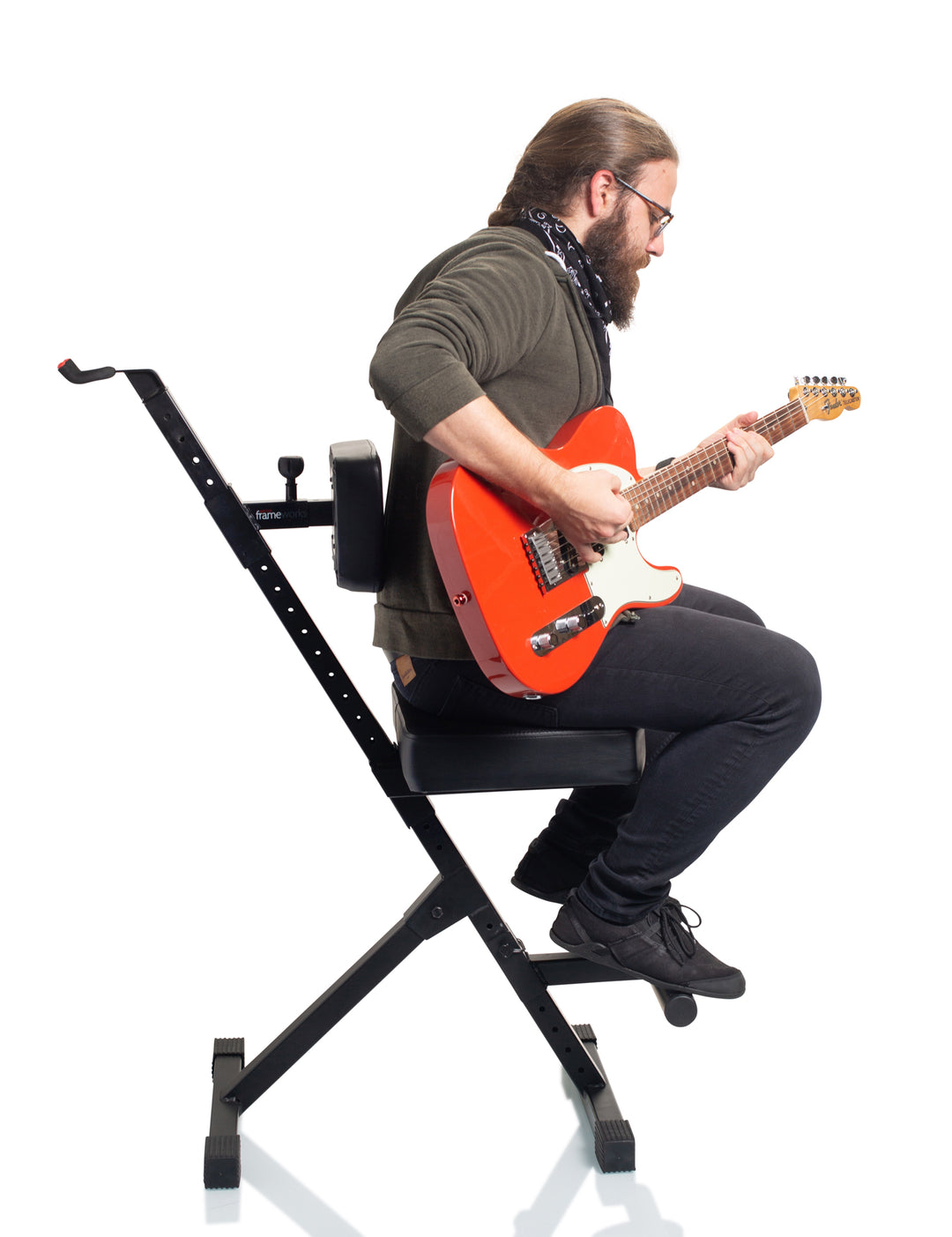 Frameworks GFW-GTR-SEATDLX Deluxe Guitar Seat w/ Adjustable Back Rest & Guitar Hanger