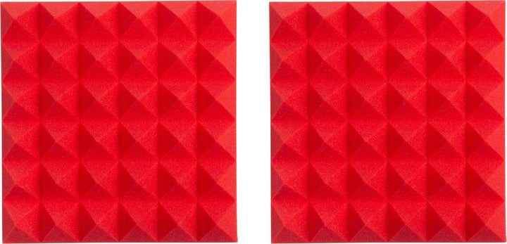 Gator Acoustic Foam Pyramid Panels 2" 12x12 Red 2-pack (GFW-ACPNL1212PRED-2PK)