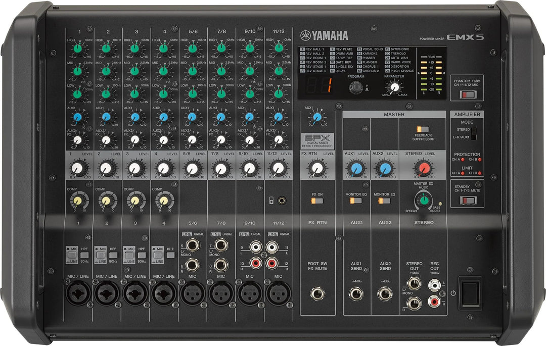 Yamaha EMX5 Powered Mixer - Dual 630watt / 12 input