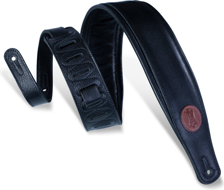 Levy MSS2-BLK 3? Wide Black Garment Leather Guitar Strap