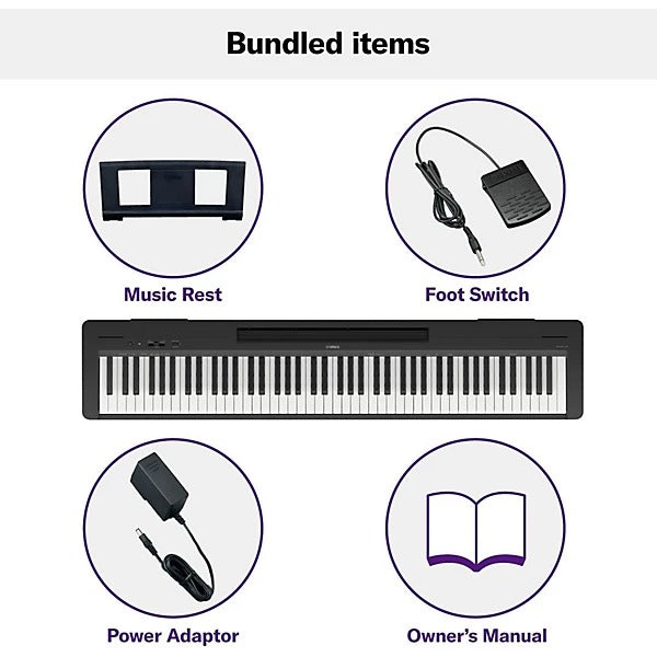 Yamaha P-145BT 88-key Digital Piano with Bluetooth - Black