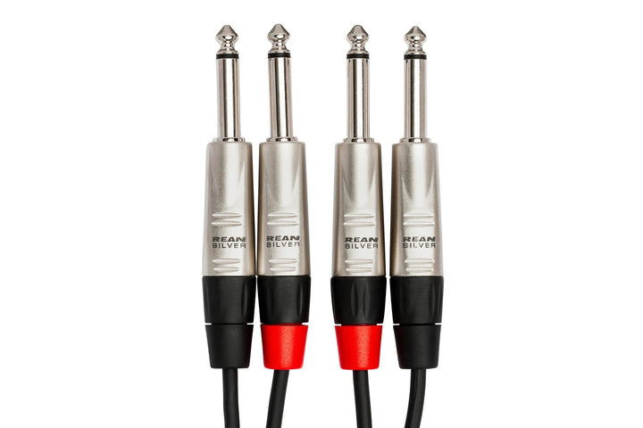 Hosa HPP-005X2 Pro Stereo Interconnect Cable - Dual REAN 1/4" TS Male to Dual REAN 1/4" TS Male - 5FT