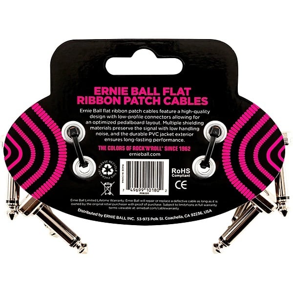 Ernie Ball Flex Patch Cable 3in - Black (3 Pack) 2