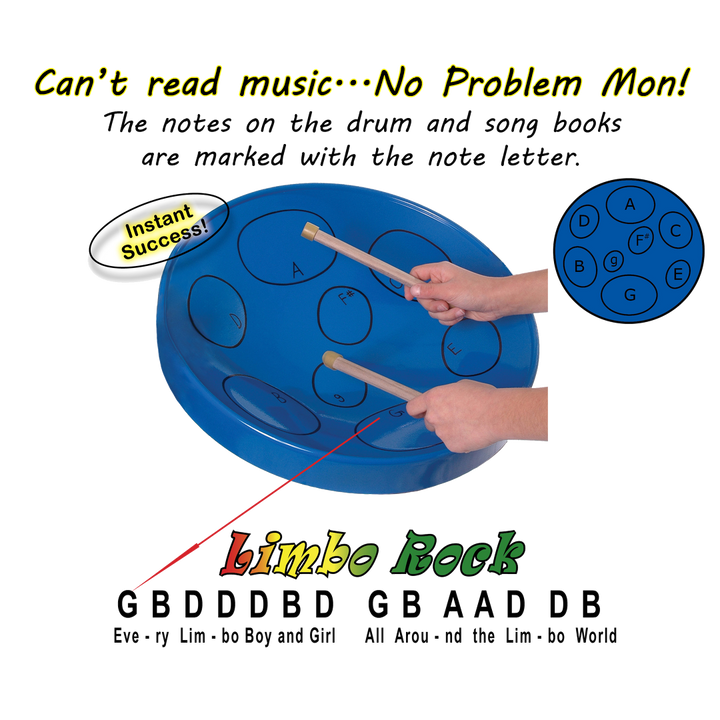 Jumbie Jam Steel Drum Kit - Metal Z-Floor Stand - Blue Pan (G)