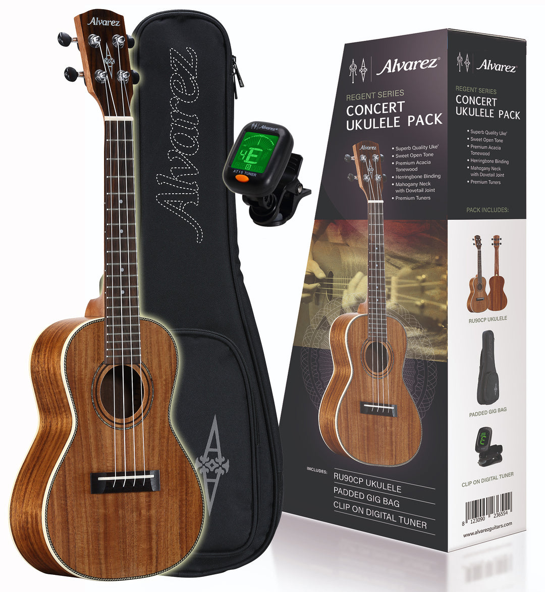 Alvarez RU90CP Regent Series Concert Ukulele Package - Includes Tuner and Gigbag - Best Seller!