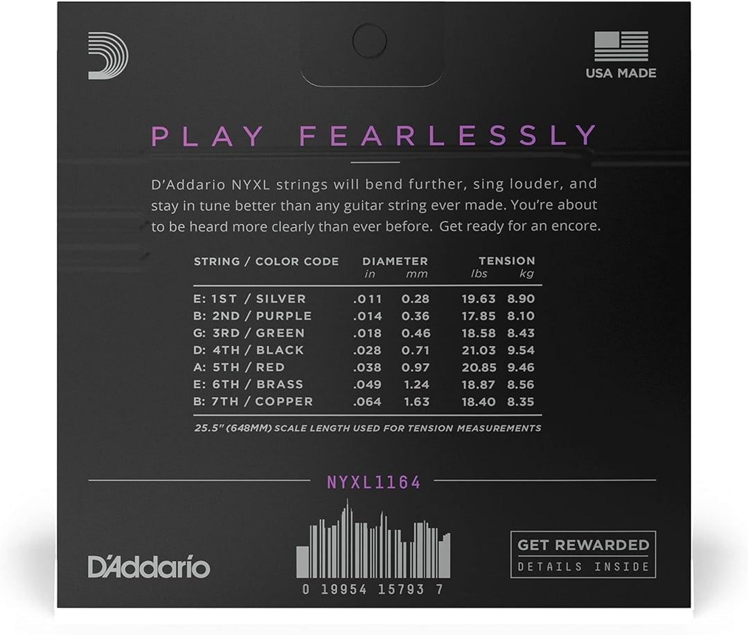 D'Addario NYXL1164 7-String Electric Guitar Strings - Medium (.11-.64) 2