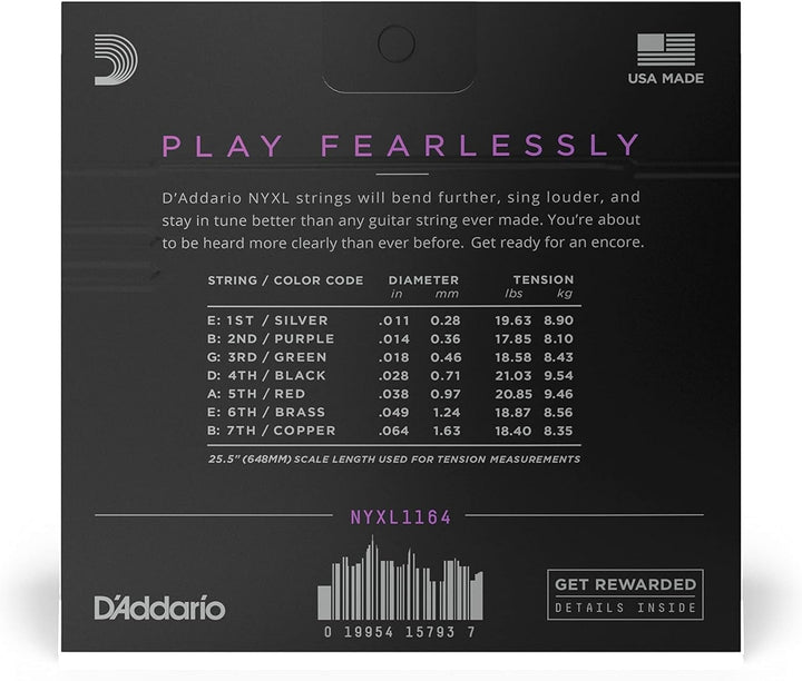 D'Addario NYXL1164 7-String Electric Guitar Strings - Medium (.11-.64) 2