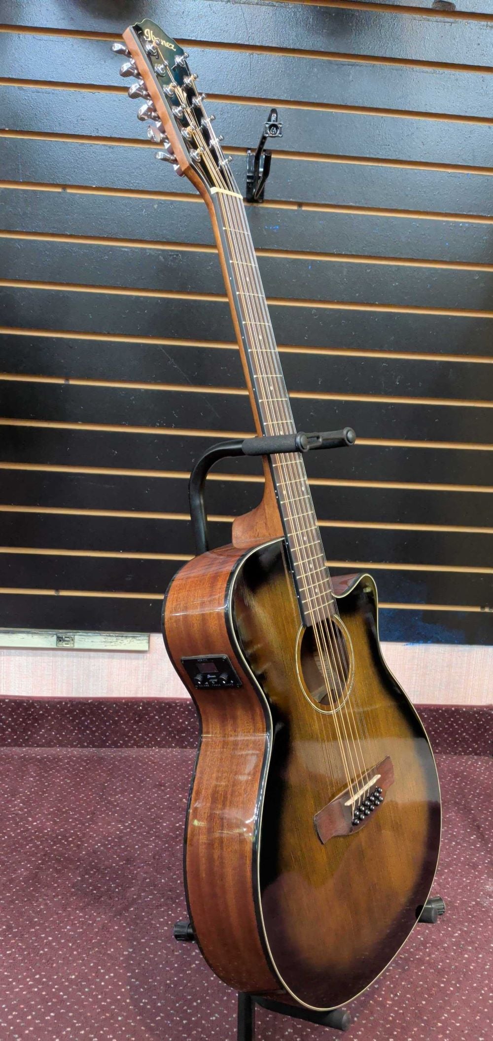 Used Ibanez AEG5012-DVH 12 String Acoustic Guitar - High Gloss Dark Violin Sunburst 5