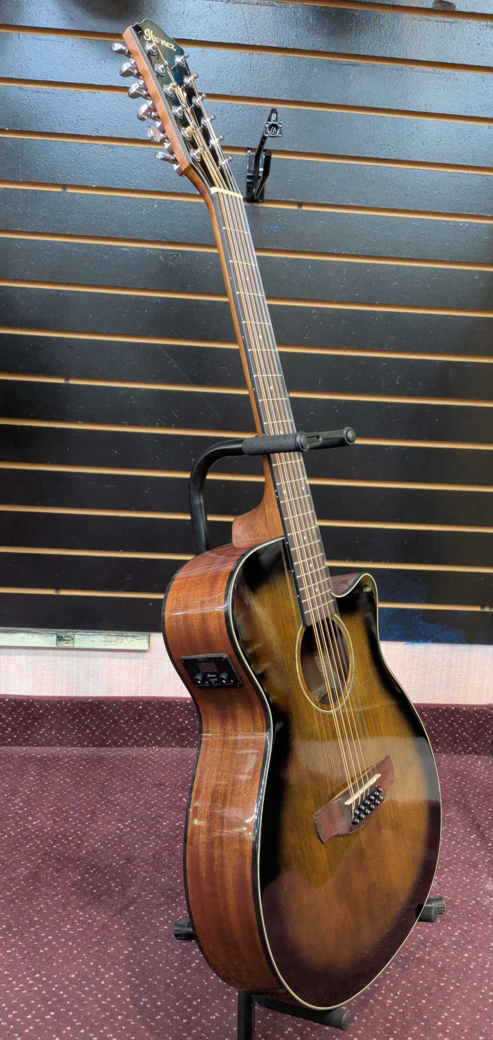 Used Ibanez AEG5012-DVH 12 String Acoustic Guitar - High Gloss Dark Violin Sunburst 5